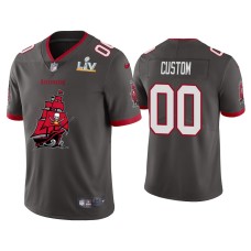 Men's Tampa Bay Buccaneers #0 Custom Super Bowl LV Champions Pewter Team Logo Jersey