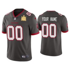 Men's Tampa Bay Buccaneers #0 Custom Super Bowl LV Champions Pewter Vapor Limited Jersey