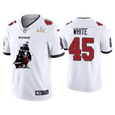 Men's Tampa Bay Buccaneers #45 Devin White Super Bowl LV Champions White Team Logo Jersey