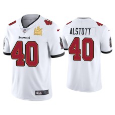 Men's Tampa Bay Buccaneers #40 Mike Alstott Super Bowl LV Champions White Vapor Limited Jersey