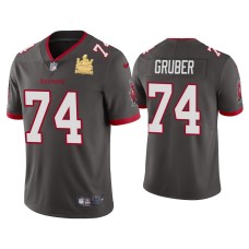 Men's Tampa Bay Buccaneers #74 Paul Gruber Super Bowl LV Champions Pewter Vapor Limited Jersey