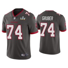 Men's Tampa Bay Buccaneers #74 Paul Gruber Super Bowl LV Pewter Vapor Limited Jersey