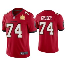 Men's Tampa Bay Buccaneers #74 Paul Gruber Super Bowl LV Champions Red Vapor Limited Jersey