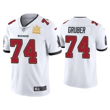 Men's Tampa Bay Buccaneers #74 Paul Gruber Super Bowl LV Champions White Vapor Limited Jersey