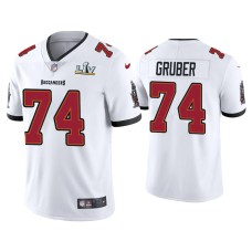 Men's Tampa Bay Buccaneers #74 Paul Gruber Super Bowl LV White Vapor Limited Jersey