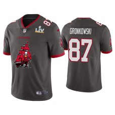 Men's Tampa Bay Buccaneers #87 Rob Gronkowski Super Bowl LV Champions Pewter Team Logo Jersey