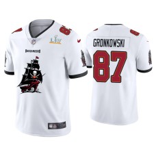 Men's Tampa Bay Buccaneers #87 Rob Gronkowski Super Bowl LV Champions White Team Logo Jersey