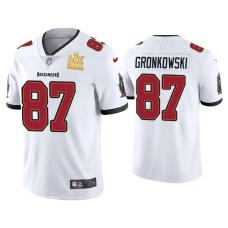 Men's Tampa Bay Buccaneers #87 Rob Gronkowski Super Bowl LV Champions White Vapor Limited Jersey