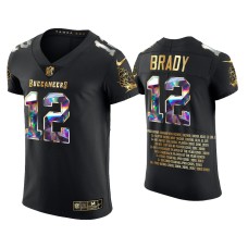 Men's Tampa Bay Buccaneers #12 Tom Brady Black 2021 Career Highlights Diamond Edition Jersey