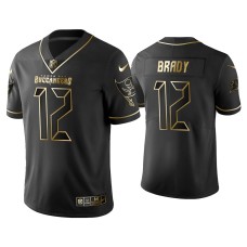 Men's Tampa Bay Buccaneers #12 Tom Brady Black FedEx Air Player of the Week Golden Limited Jersey