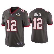 Men's Tampa Bay Buccaneers #12 Tom Brady Super Bowl LV Pewter Vapor Limited Jersey