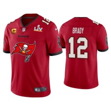 Men's Tampa Bay Buccaneers #12 Tom Brady Super Bowl LV Champions Red Primary Logo Jersey