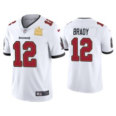 Men's Tampa Bay Buccaneers #12 Tom Brady GOAT Super Bowl LV Champions White Vapor Limited Jersey