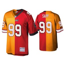 Men's Tampa Bay Buccaneers #99 Warren Sapp Red Orange Split Legacy Replica Jersey