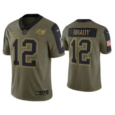 Men's Tampa Bay Buccaneers #12 Tom Brady Olive 2021 Salute To Service Limited Jersey