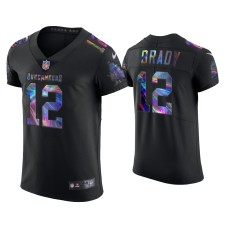 Men's Tampa Bay Buccaneers #12 Tom Brady Black Golden Edition Holographic Jersey