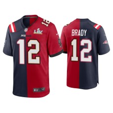 Men's Tampa Bay Buccaneers #12 Tom Brady Navy Red Super Bowl LV Split Game Jersey