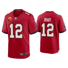 Men's Tampa Bay Buccaneers #12 Tom Brady Red Game Captain Patch Jersey