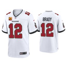 Men's Tampa Bay Buccaneers #12 Tom Brady White Game Captain Patch Jersey