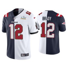 Men's Tampa Bay Buccaneers #12 Tom Brady GOAT White Navy Super Bowl LV Split Vapor Limited Jersey