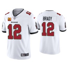 Men's Tampa Bay Buccaneers #12 Tom Brady White Vapor Limited Captain Patch Jersey