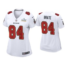 Women's Tampa Bay Buccaneers #84 Cameron Brate Super Bowl LV White Game Fashion Jersey