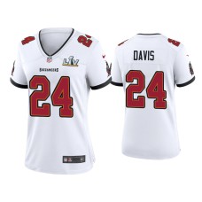 Women's Tampa Bay Buccaneers #24 Carlton Davis Super Bowl LV White Game Jersey