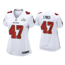 Women's Tampa Bay Buccaneers #47 John Lynch Super Bowl LV White Game Fashion Jersey