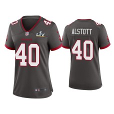 Women's Tampa Bay Buccaneers #40 Mike Alstott Super Bowl LV Pewter Game Jersey