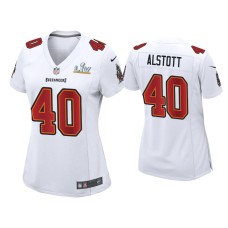 Women's Tampa Bay Buccaneers #40 Mike Alstott Super Bowl LV White Game Fashion Jersey