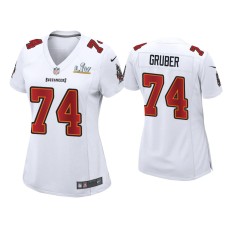 Women's Tampa Bay Buccaneers #74 Paul Gruber Super Bowl LV White Game Fashion Jersey