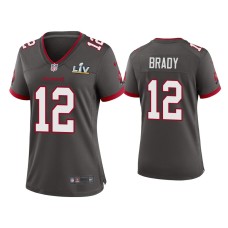 Women's Tampa Bay Buccaneers #12 Tom Brady Super Bowl LV Pewter Game Jersey