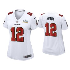 Women's Tampa Bay Buccaneers #12 Tom Brady Super Bowl LV White Game Fashion Jersey