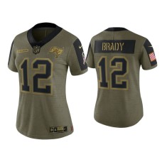 Women's Tampa Bay Buccaneers #12 Tom Brady Olive 2021 Salute To Service Limited Jersey