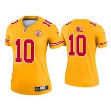 Women's Kansas City Chiefs #10 2021 Tyreek Hill Gold Inverted Legend Jersey