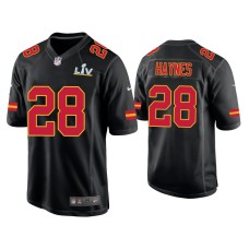 Men's Kansas City Chiefs #28 Abner Haynes Super Bowl LV Black Game Fashion Jersey