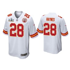 Men's Kansas City Chiefs #28 Abner Haynes Super Bowl LV White Game Jersey