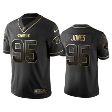 Men's Kansas City Chiefs #95 Golden Edition Vapor Untouchable Limited Chris Jones Black Jersey