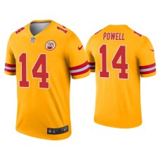 Men's Kansas City Chiefs #14 Cornell Powell Gold Inverted Legend Jersey