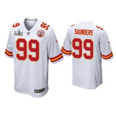 Men's Kansas City Chiefs #99 Khalen Saunders Super Bowl LV White Game Jersey