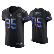 Men's Kansas City Chiefs #95 Chris Jones Black Golden Edition Holographic Jersey