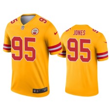 Men's Kansas City Chiefs #95 Chris Jones Gold Inverted Legend Jersey