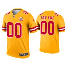 Men's Kansas City Chiefs #00 Custom Yellow Inverted Legend Jersey