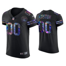 Men's Kansas City Chiefs #00 Custom Black Golden Edition Holographic Jersey