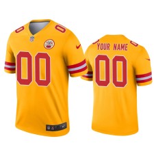 Men's Kansas City Chiefs #00 Custom Gold Inverted Legend Jersey