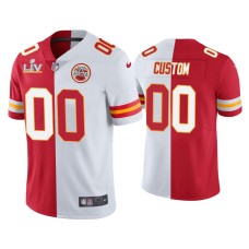 Men's Kansas City Chiefs #00 Custom Red White Super Bowl LV Split Jersey