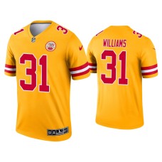 Men's Kansas City Chiefs #31 Darrel Williams Yellow Inverted Legend Jersey