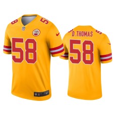 Men's Kansas City Chiefs #58 Derrick Thomas Gold Inverted Legend Jersey