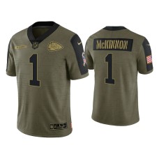 Men's Kansas City Chiefs #1 Jerick McKinnon Olive 2021 Salute To Service Limited Jersey