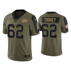 Men's Kansas City Chiefs #62 Joe Thuney Olive 2021 Salute To Service Limited Jersey